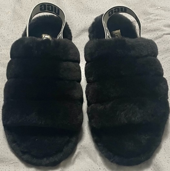Ugg Fluff Yeah Slide black white women's size 8 - Picture 6 of 6